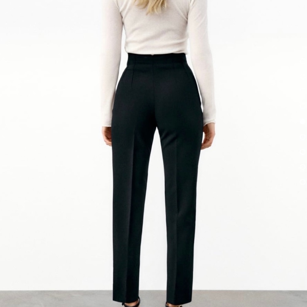 Zara Black High-Waist Straight Leg Pants - Picture 2 of 6